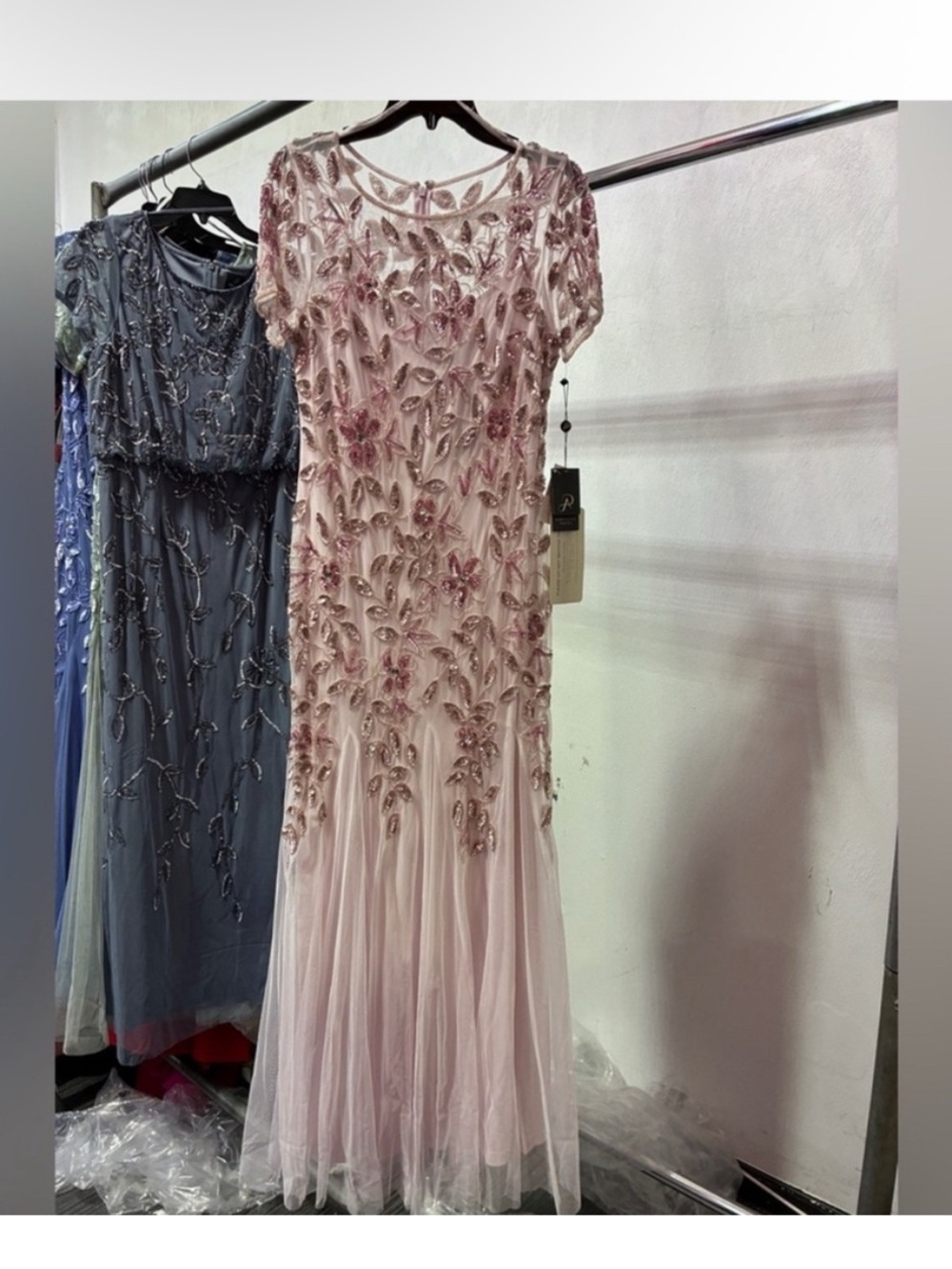 Adrianna Papell Blush Pink Beaded Gown Size 16 NWT Formal Evening Dress MOB GALA - Picture 12 of 16